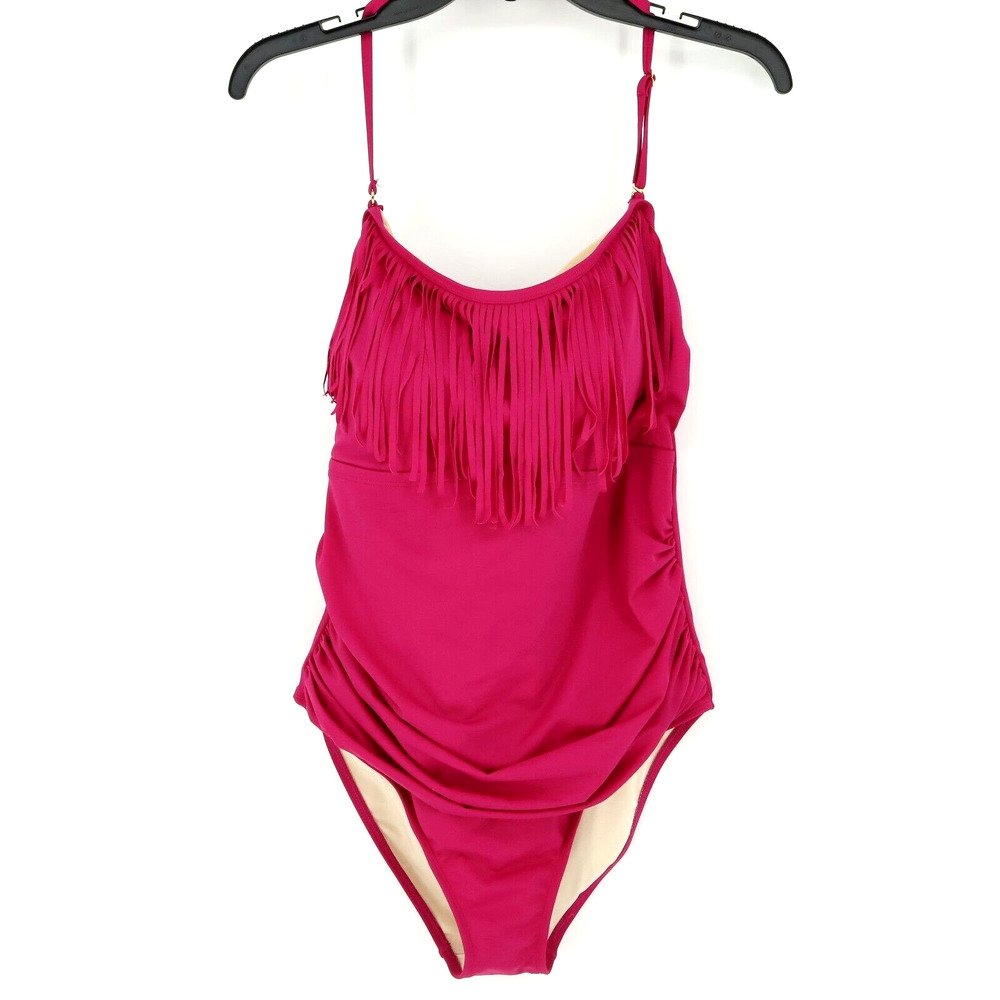 Kim Gravel Bathing Suit Womens 14 Pink Fringe One Piece Swimsuits For All Beach